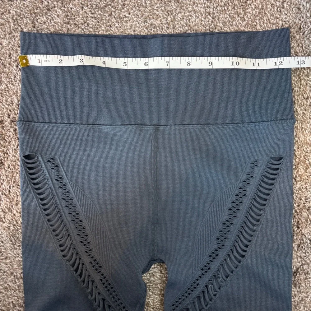 Alo Yoga Seamless Illusion High Waist Laser Cut Leggings Navy Blue Women's Small
